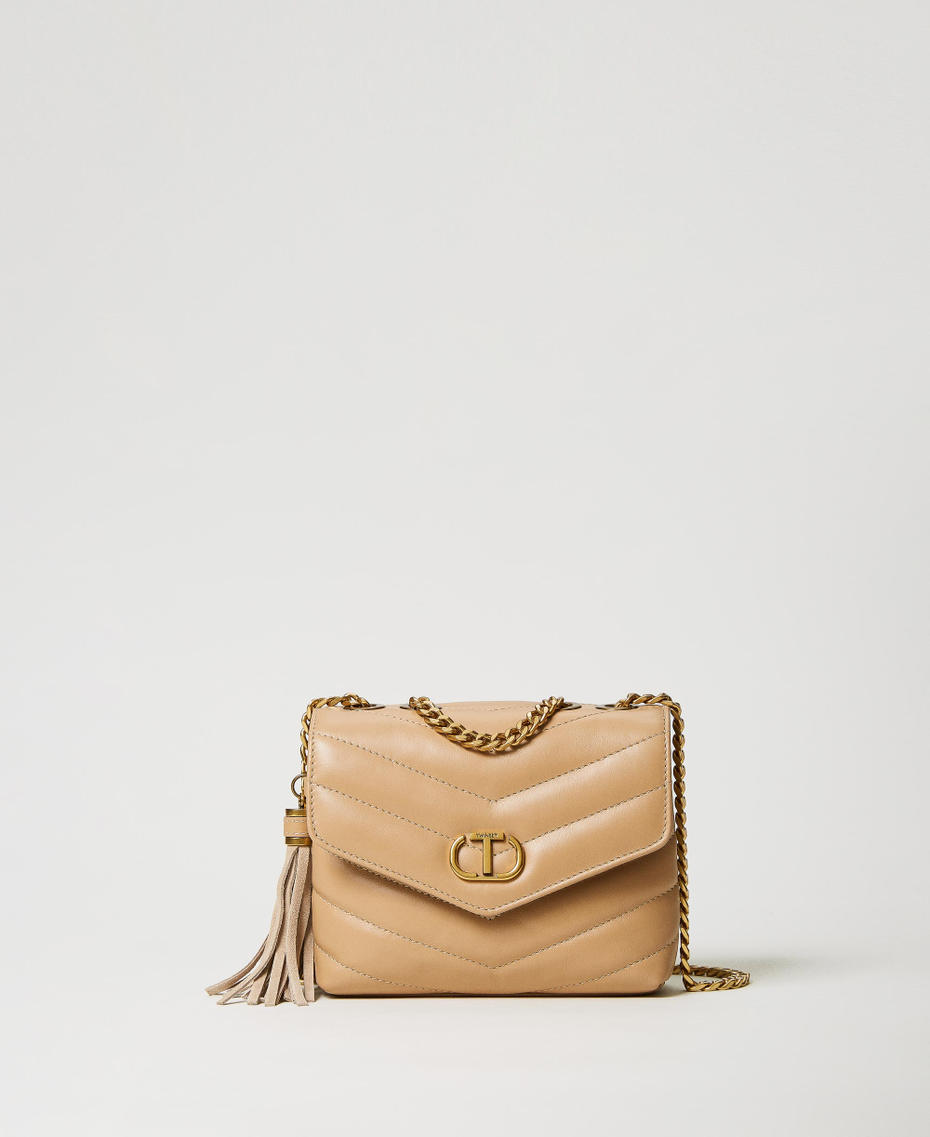 ‘Dreamy’ small leather shoulder bag “Pale Hemp” Beige Woman 231TB7301-01