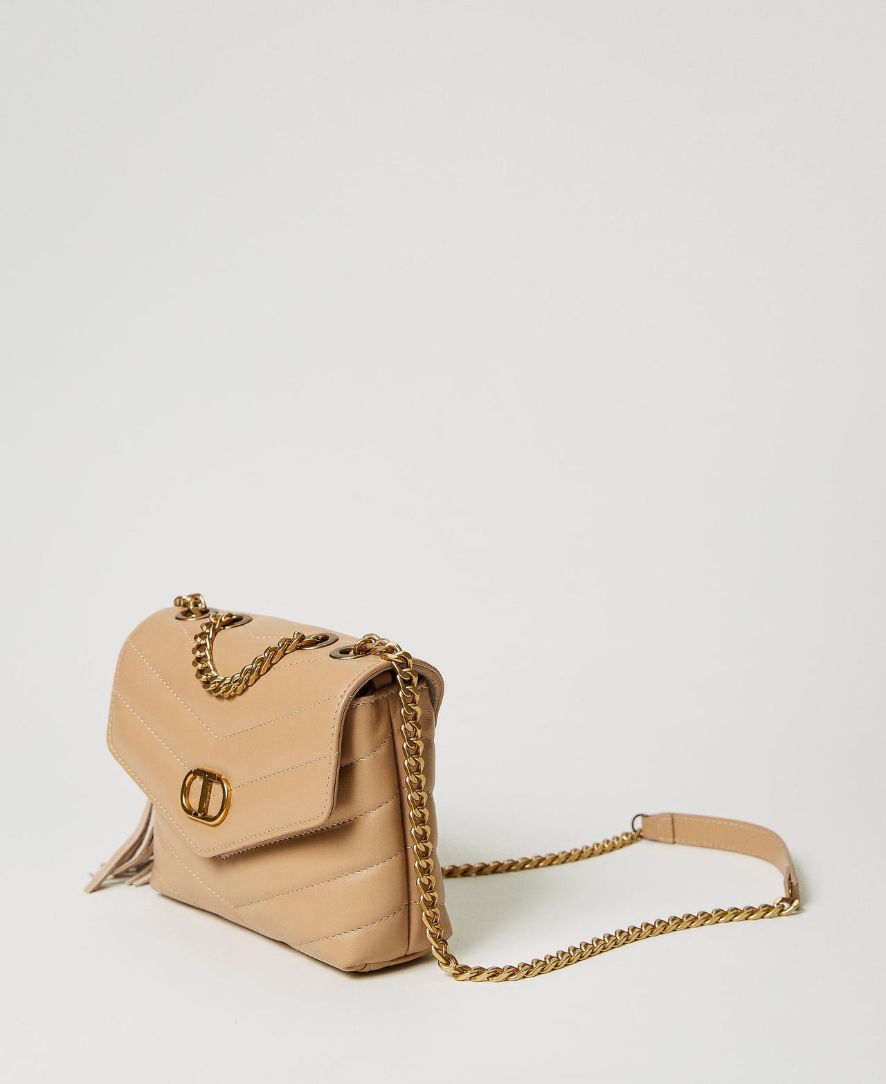 Borsa a tracolla ‘Dreamy’ piccola in pelle Beige "Canapa Chiaro" Donna 231TB7301_10315_02