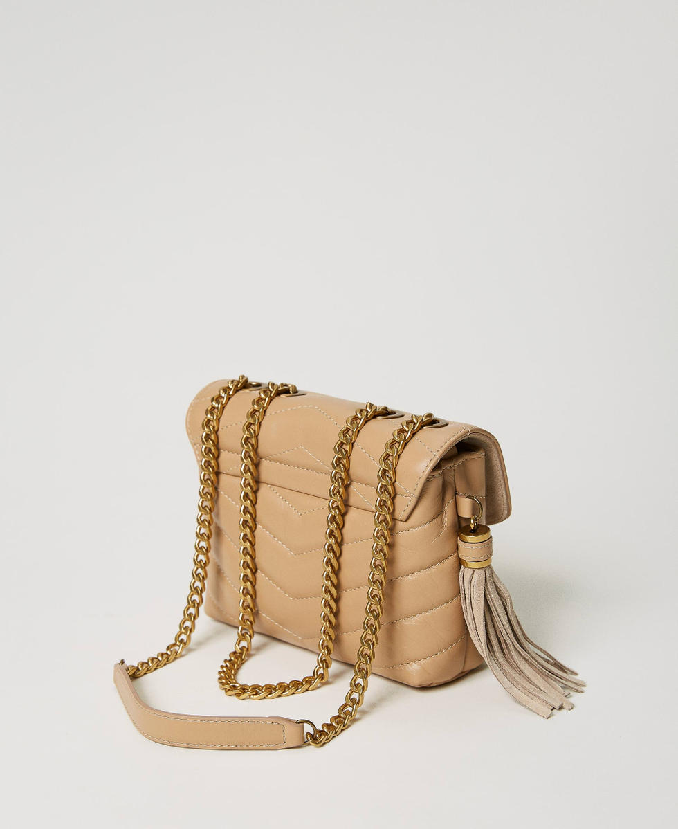 hand bag with chain  ベージュ Classic Collection - Sand - Pattern Inner - Gold Zip - Sand/ Gold