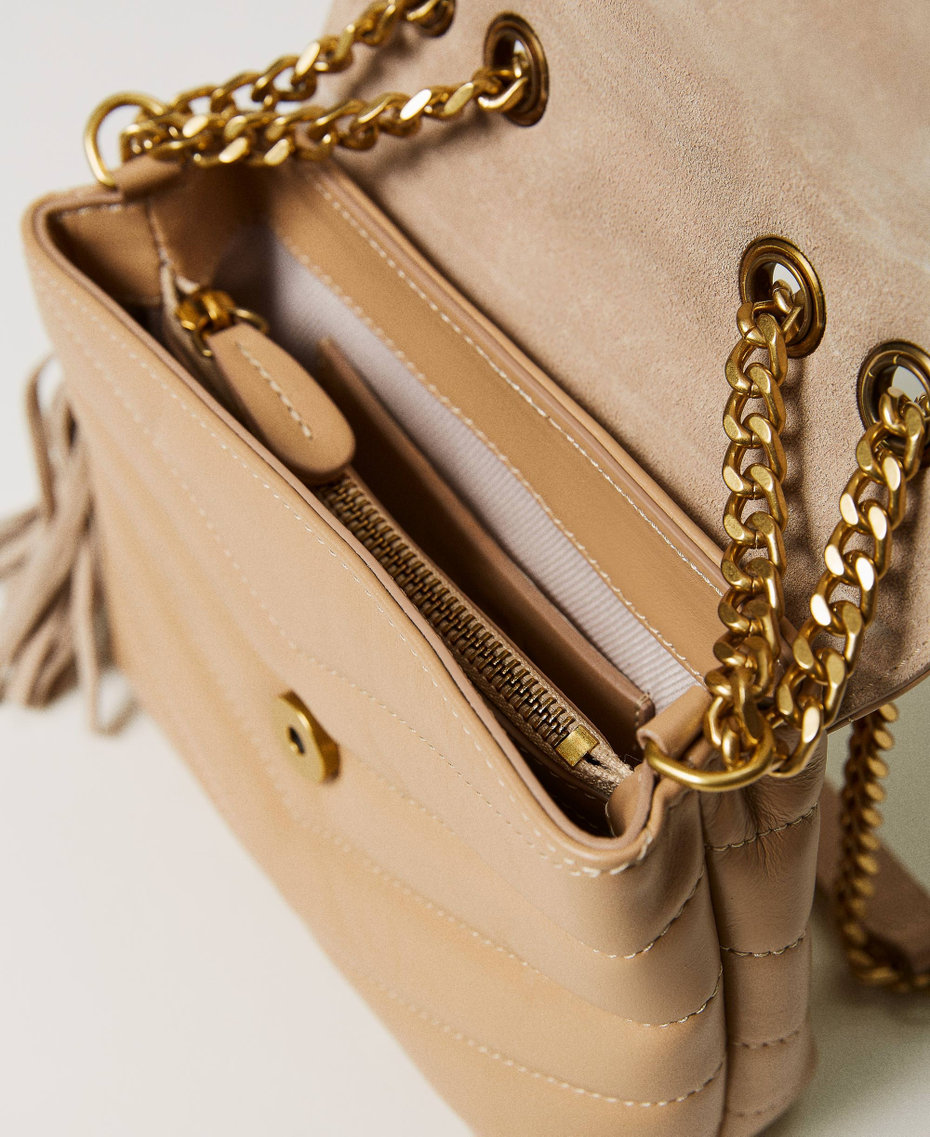 Borsa a tracolla ‘Dreamy’ piccola in pelle Beige "Canapa Chiaro" Donna 231TB7301_10315_04