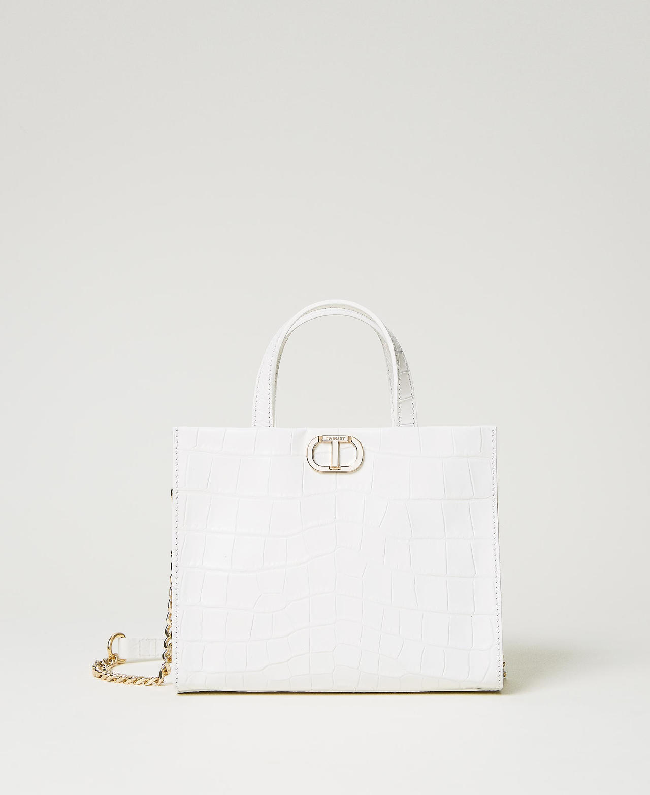 Lou Lou crocodile leather shoulder bag Woman White TWINSET Milano