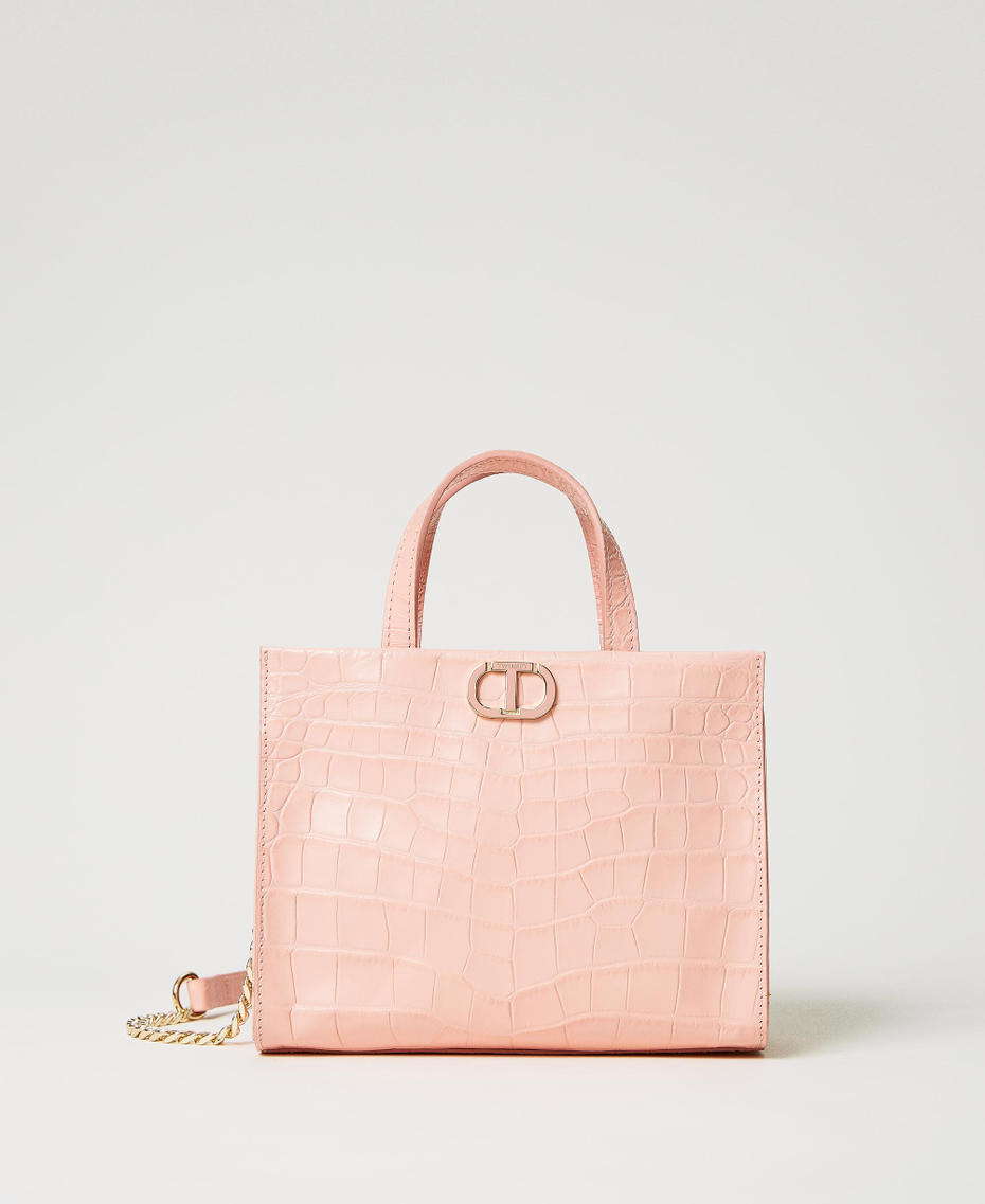 ‘Lou Lou’ crocodile leather shoulder bag Mousse Pink Woman 231TB7340_03895_01