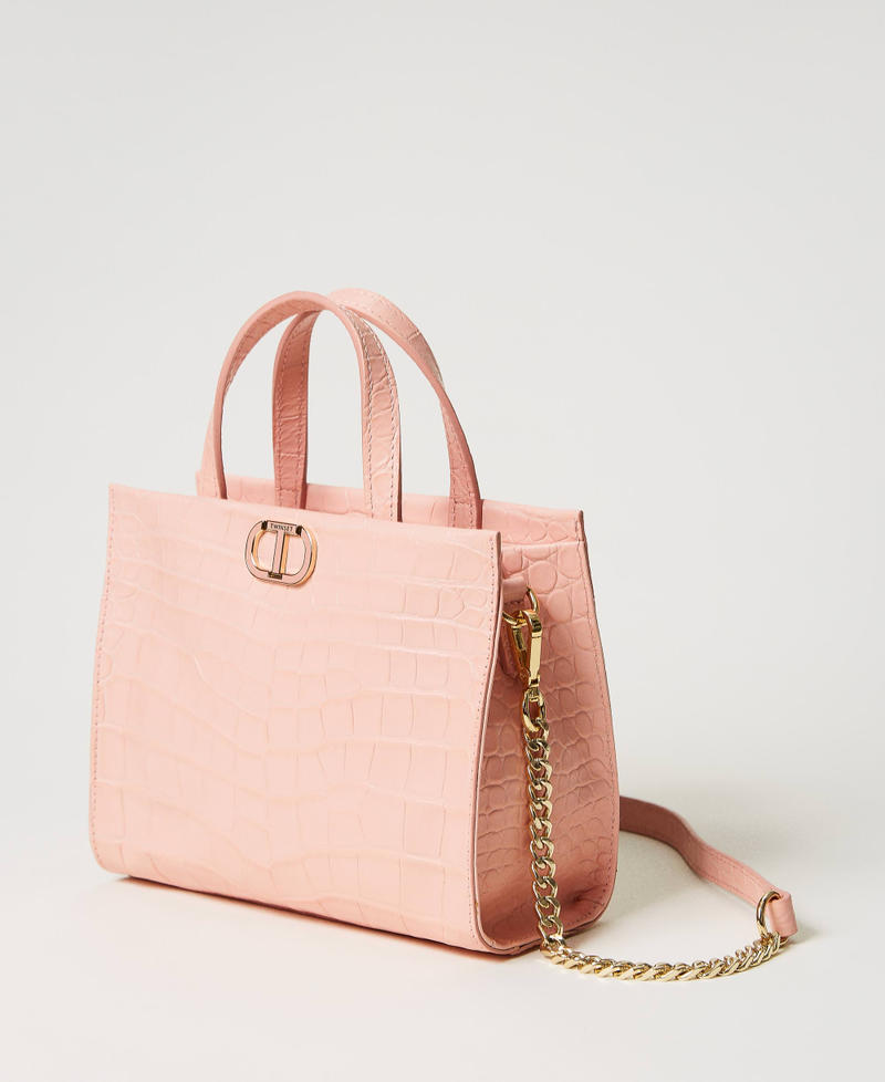 ‘Lou Lou’ crocodile leather shoulder bag Mousse Pink Woman 231TB7340_03895_02