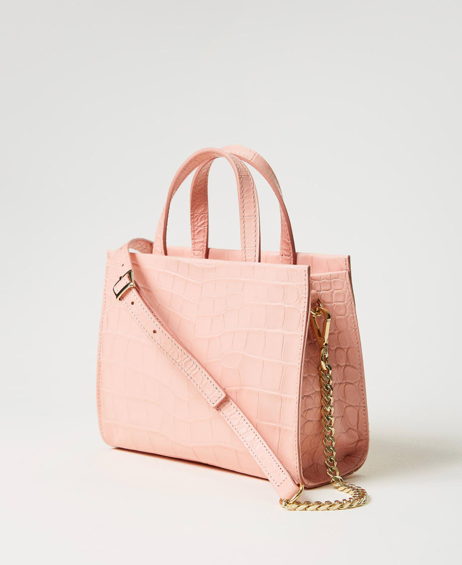 ‘Lou Lou’ crocodile leather shoulder bag Mousse Pink Woman 231TB7340_03895_03