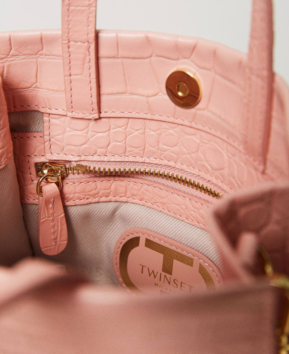 Lou Lou crocodile leather shoulder bag Woman Pink TWINSET Milano