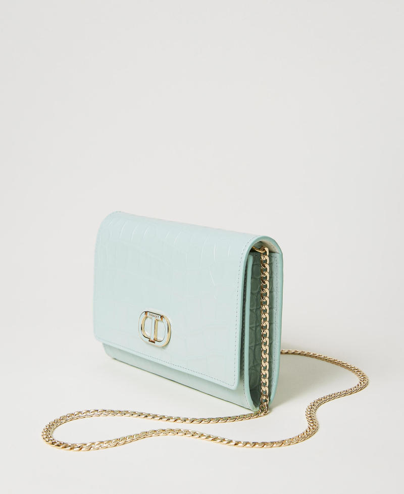 Leather clutch wallet with croc print