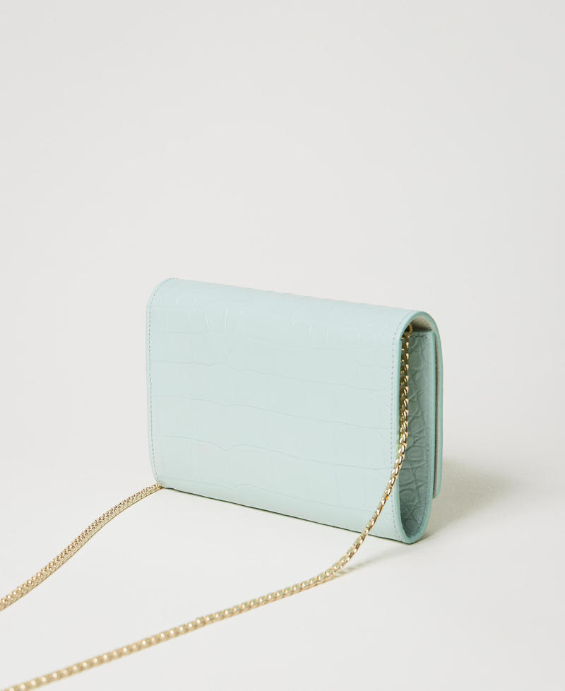 Leather clutch wallet with croc print