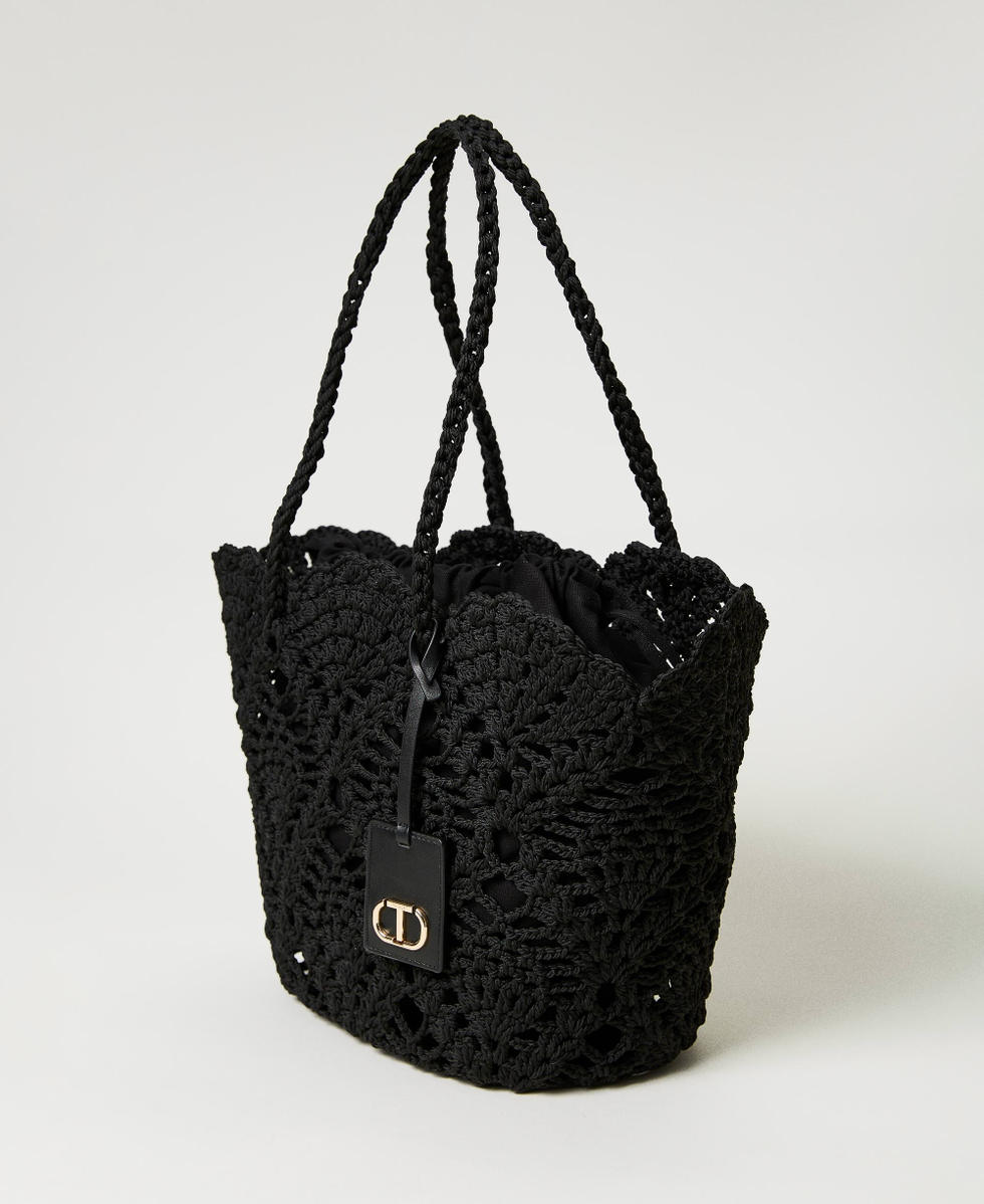 Crochet shopper Woman, Beige | TWINSET Milano