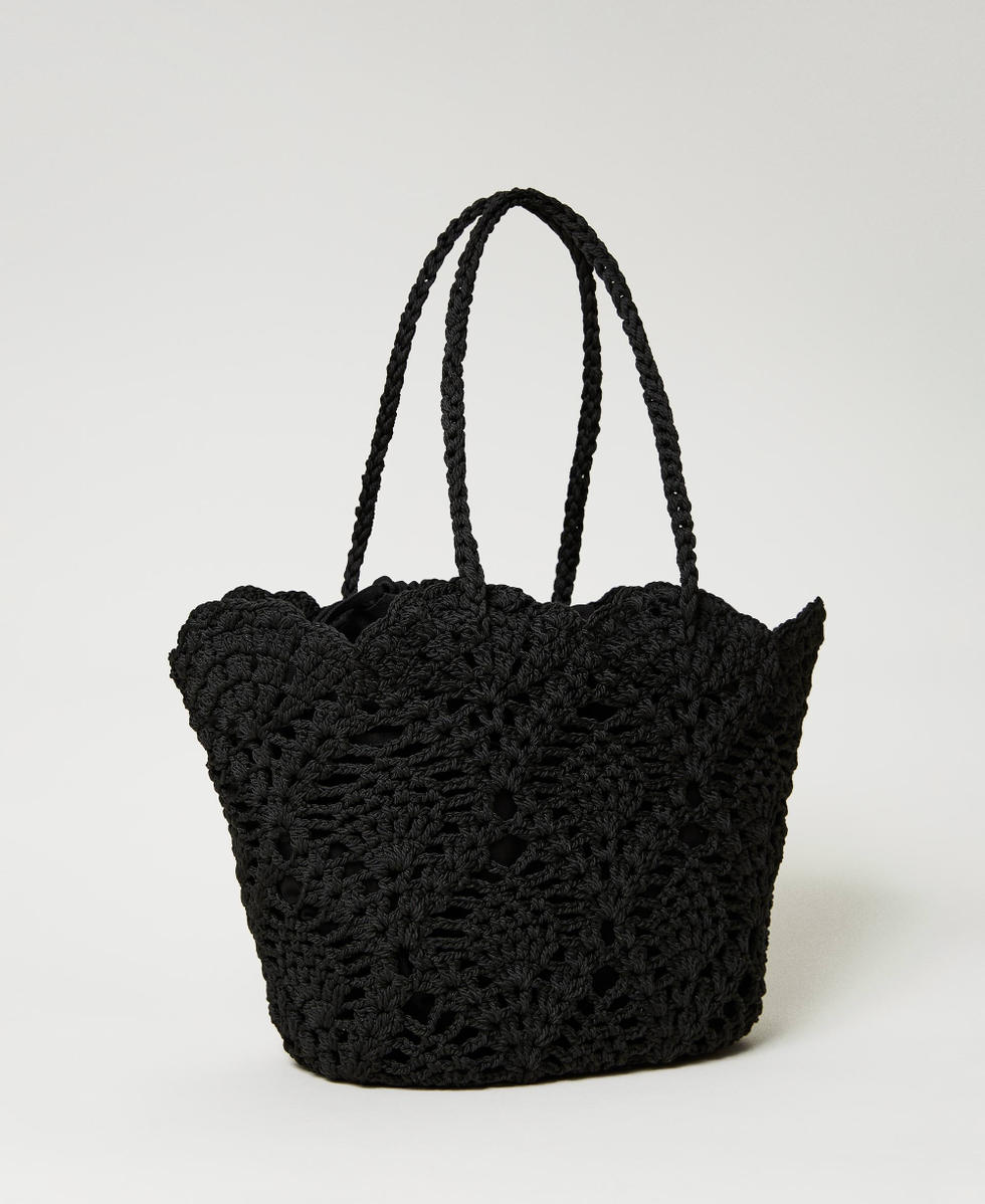 Crochet shopper Woman, Beige | TWINSET Milano
