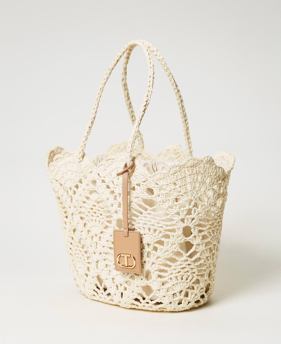 Crochet shopper Woman, Beige | TWINSET Milano