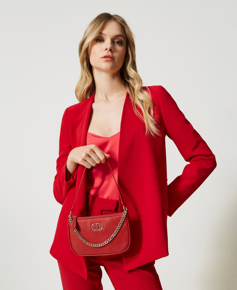 ‘Petite’ shoulder bag with Oval T Poppy Red Woman 231TB7361-0S