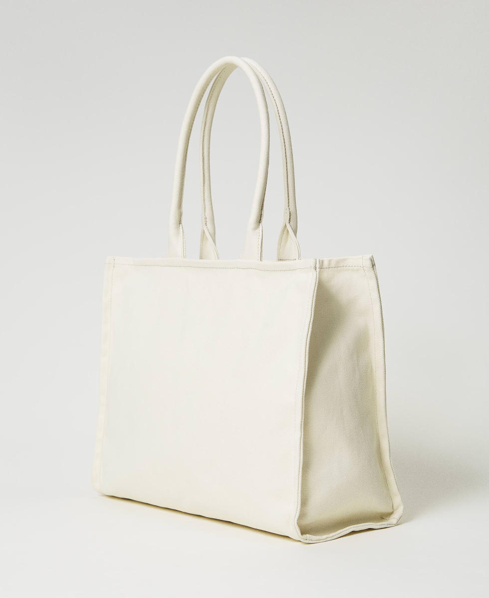 shopper 'Bloom' de lona Mujer, Blanco Milano