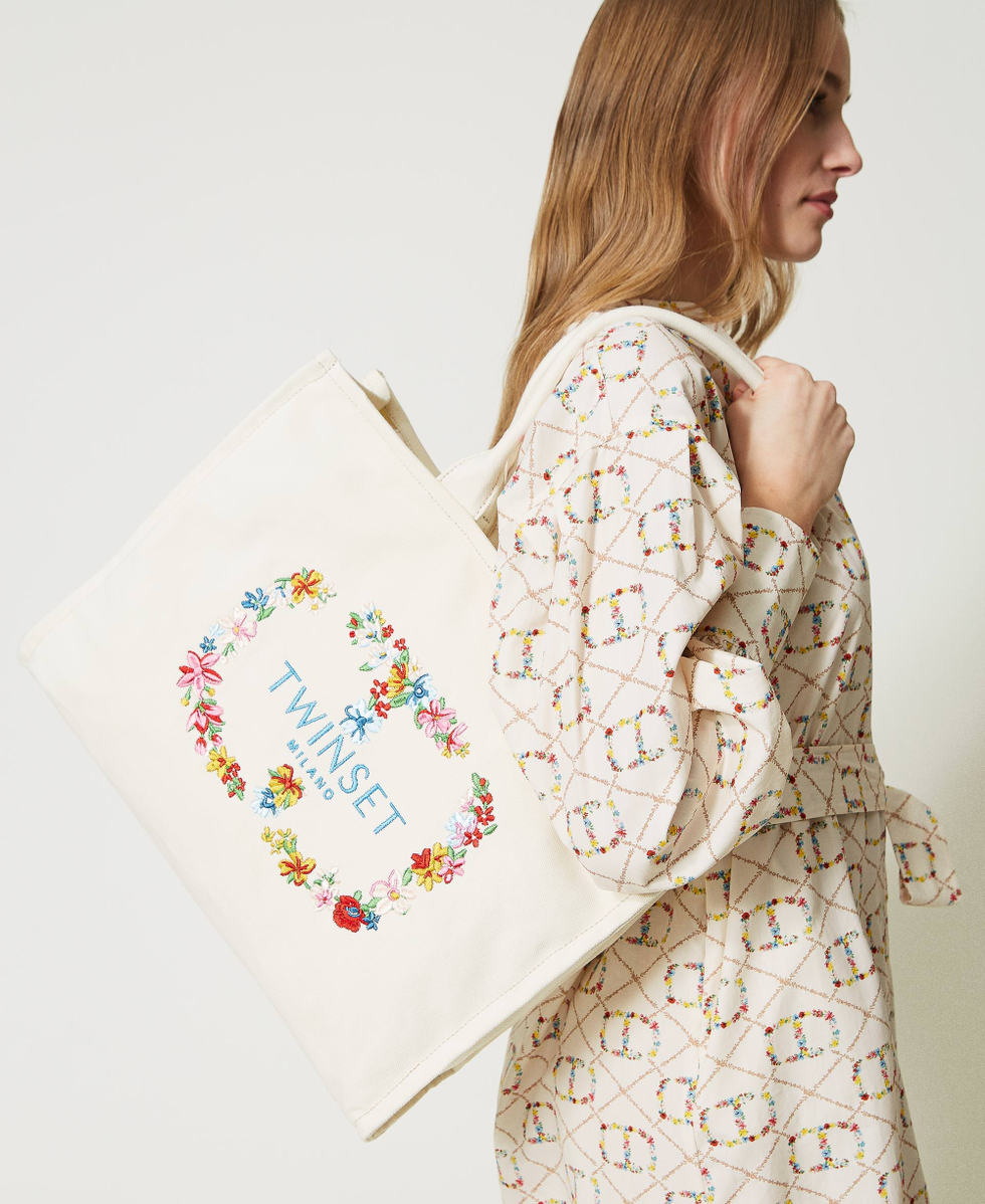 &lsquo;Bloom&rsquo; canvas shopper