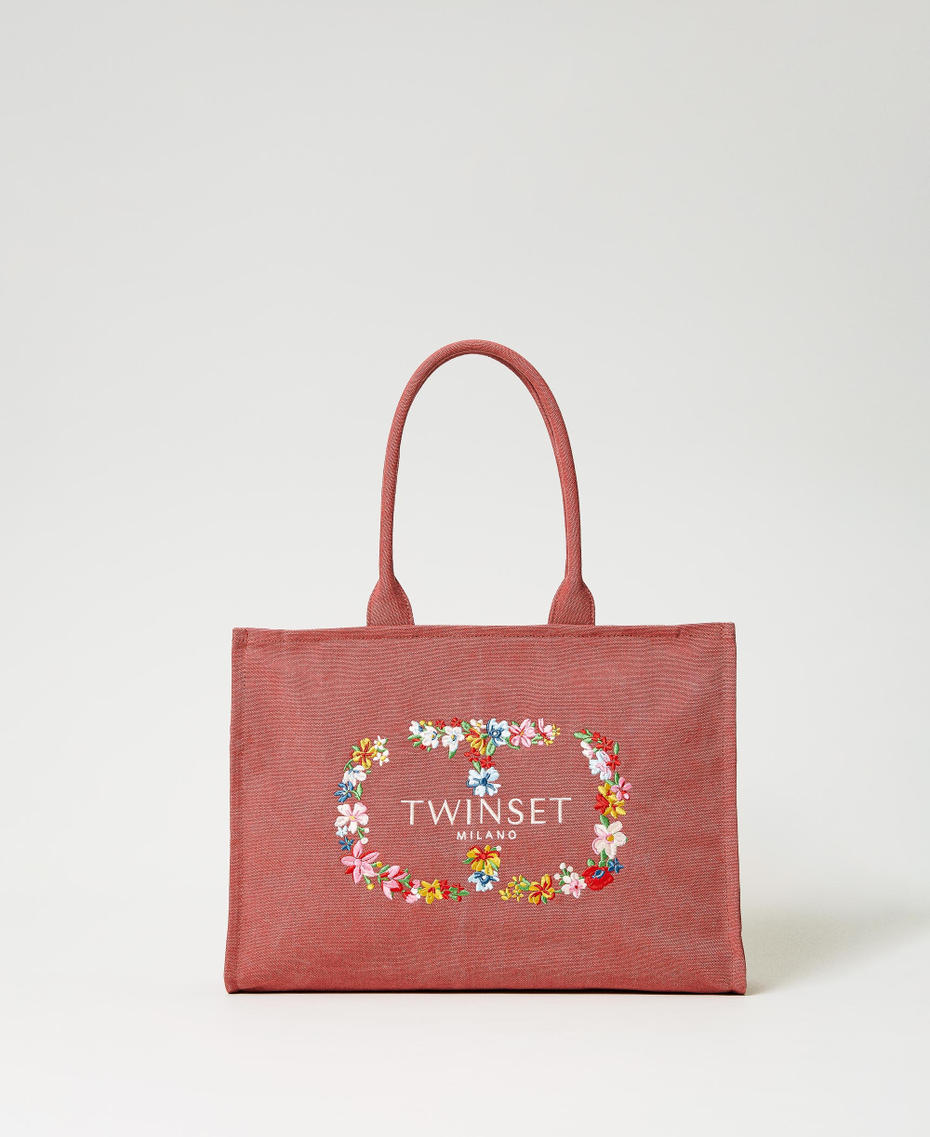 Borsa shopper ‘Bloom’ in canvas Dark Rose Donna 231TB7370_00765_01