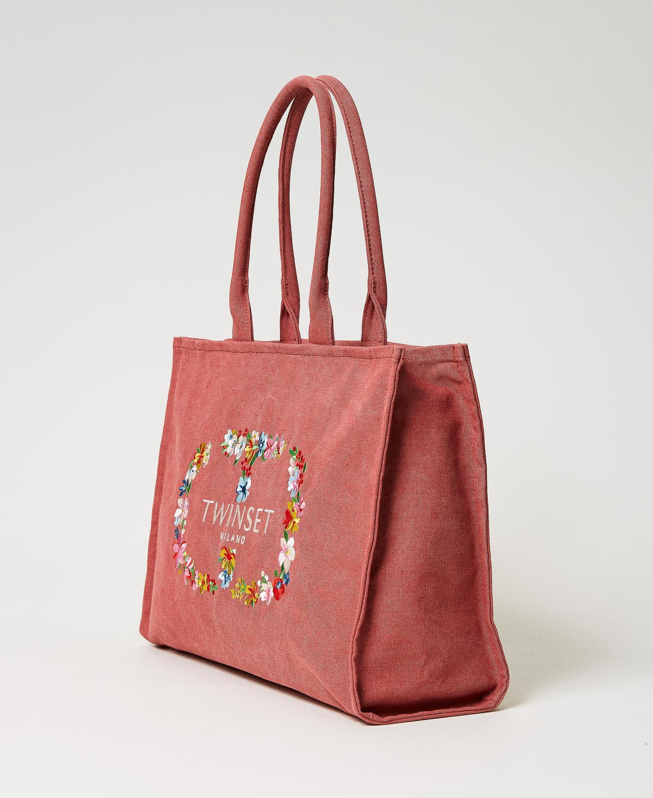 Borsa shopper ‘Bloom’ in canvas Dark Rose Donna 231TB7370_00765_02