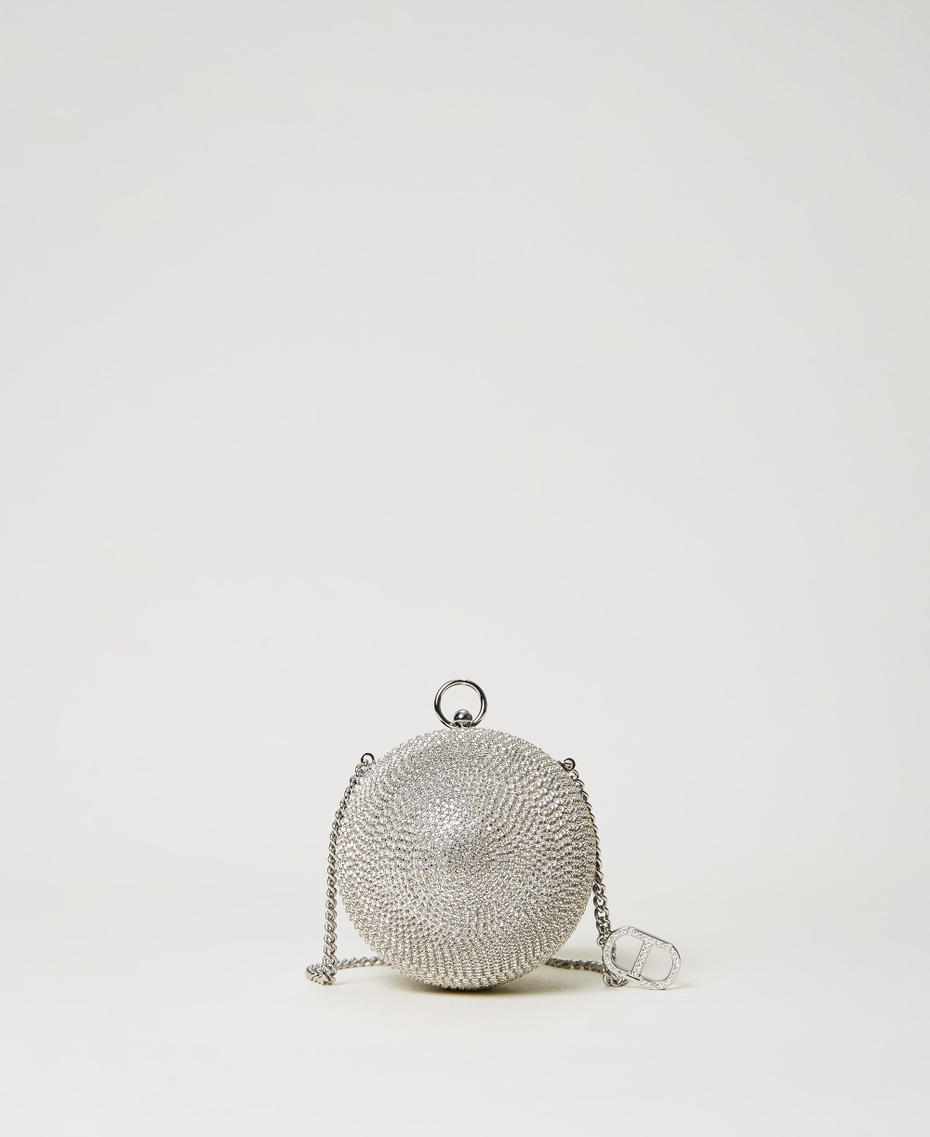 Borsa clutch a sfera con strass