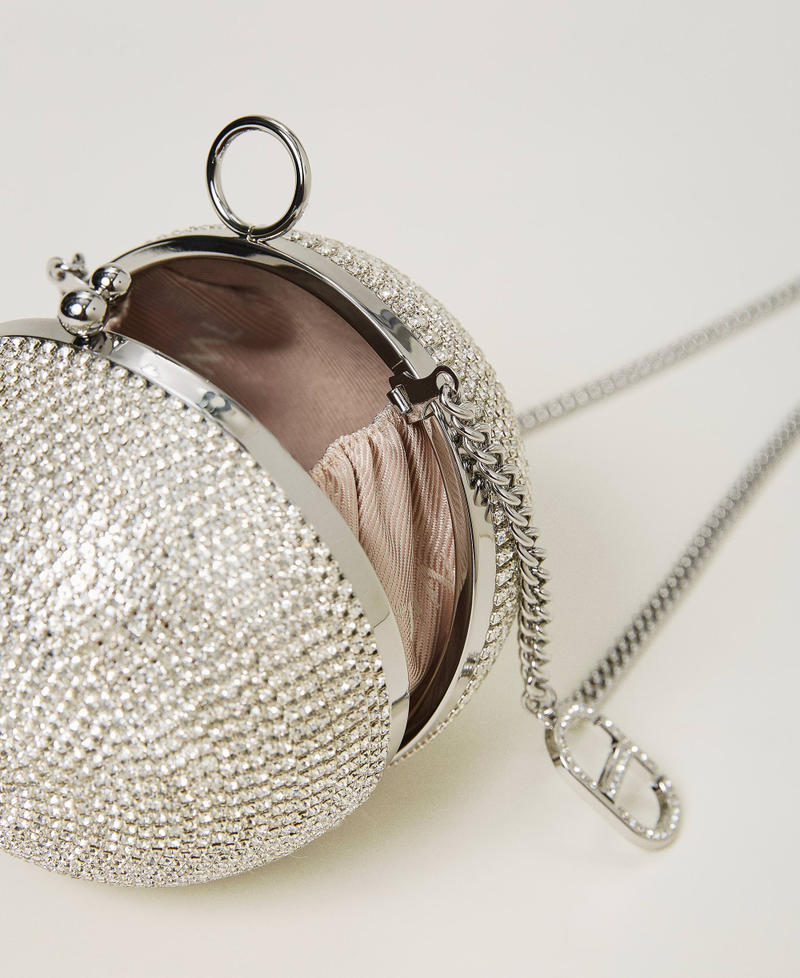 Borsa clutch a sfera con strass