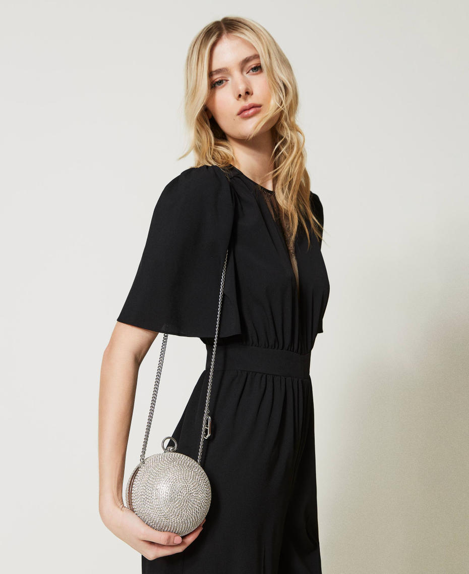Borsa clutch a sfera con strass