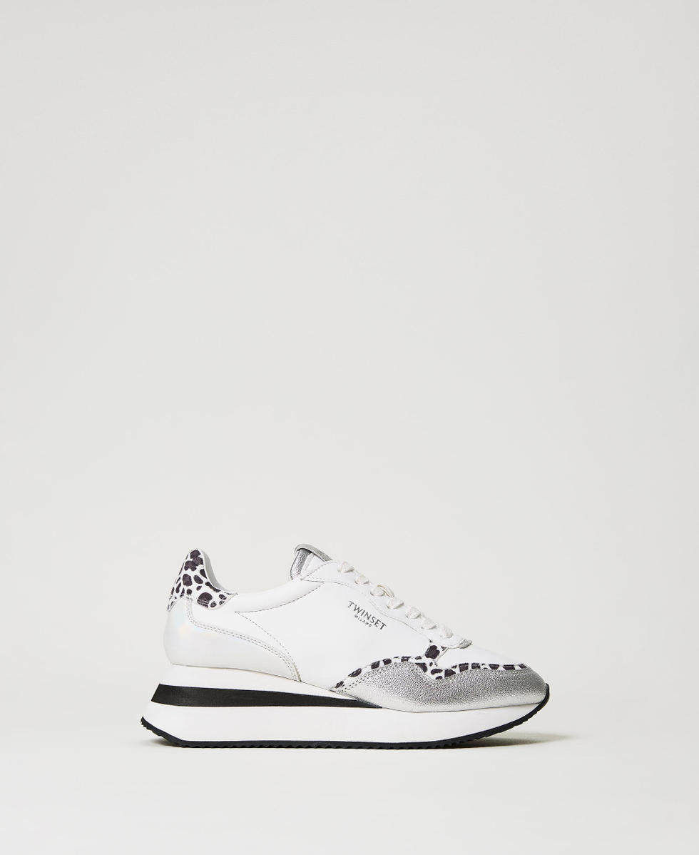 Ladies white trainers with animal print discount