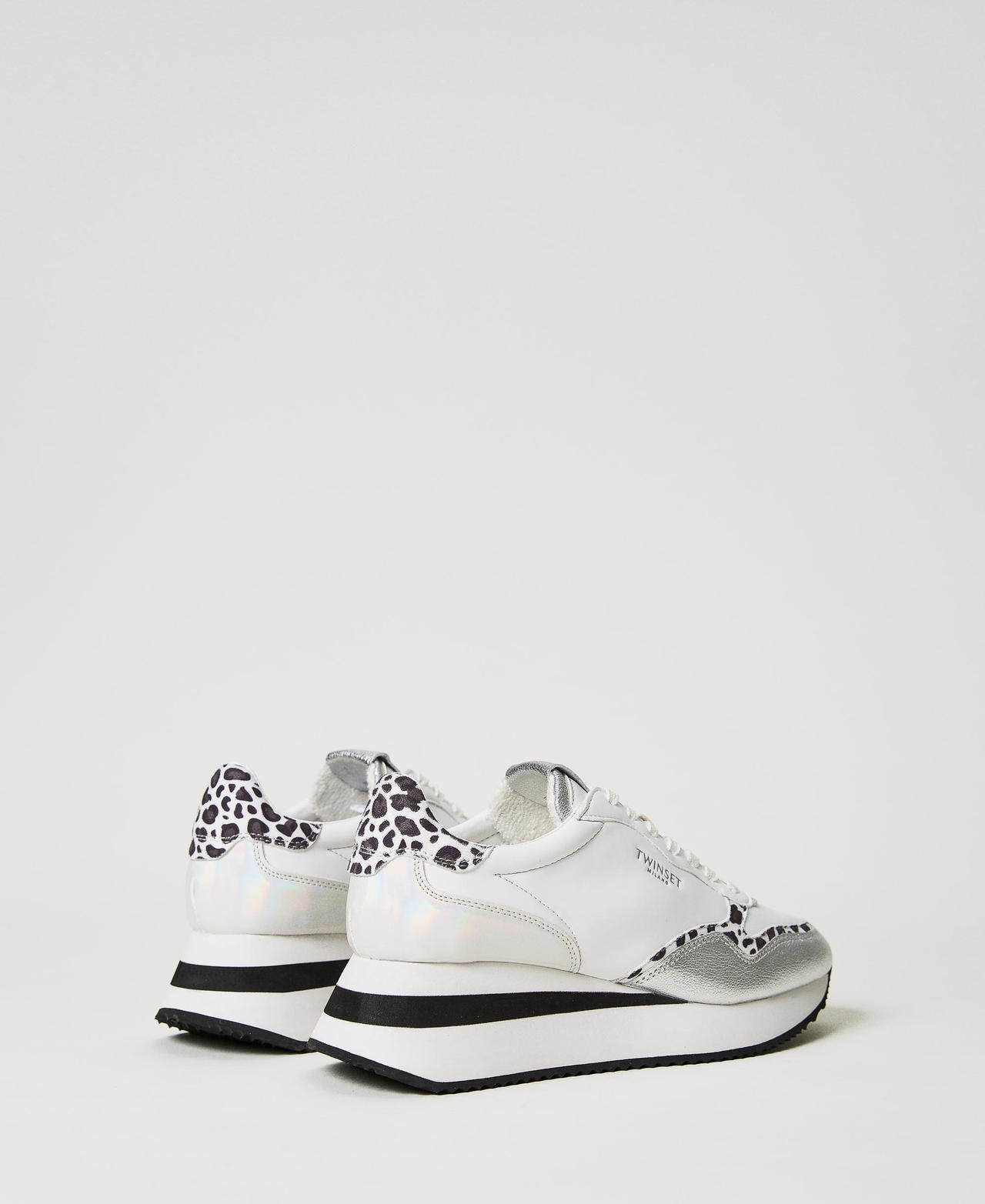 Wedge trainers with animal print insert