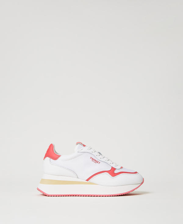 Wedge trainers with contrasting inserts