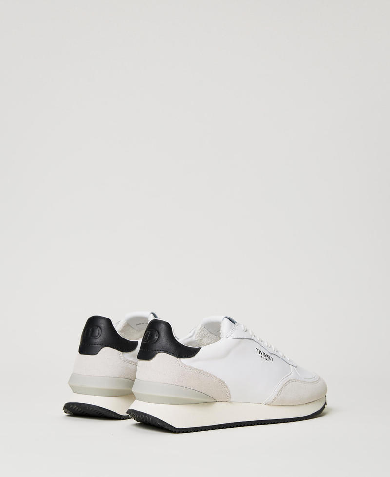 Trainers with contrasting inserts Two-tone Optical White / Black Woman 231TCP030_01870_03