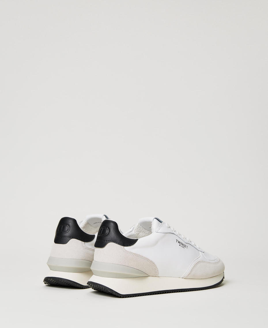 Trainers with contrasting inserts Two-tone Optical White / Black Woman 231TCP030_01870_03