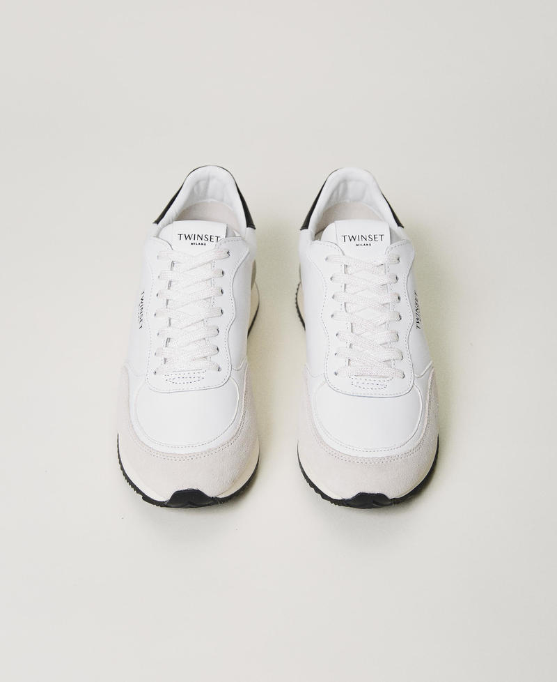 Trainers with contrasting inserts Two-tone Optical White / Black Woman 231TCP030_01870_04