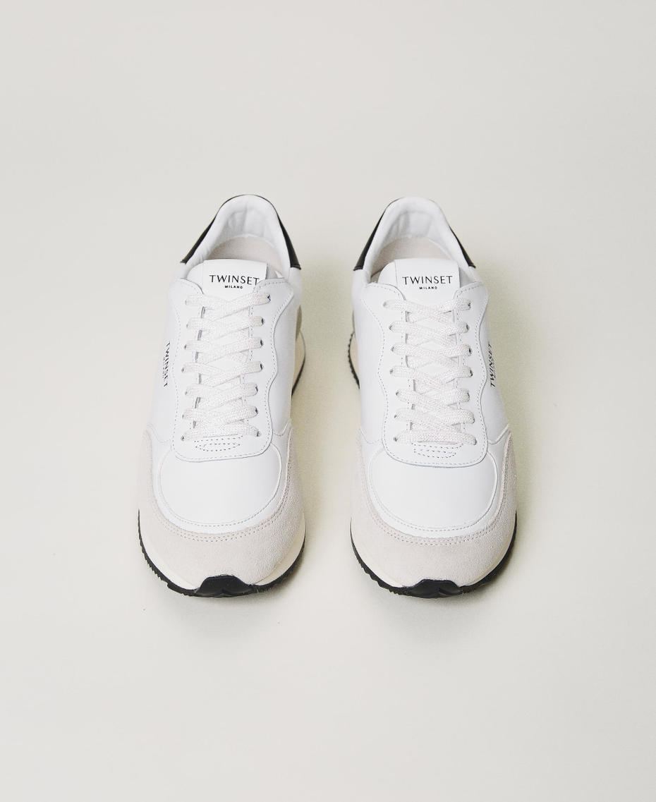 Trainers with contrasting inserts Two-tone Optical White / Black Woman 231TCP030_01870_04