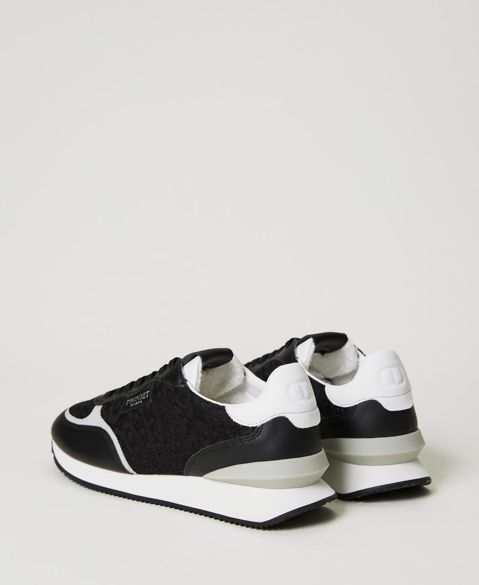 Baskets avec insertions en dentelle Noir Femme 231TCP040_00006_03