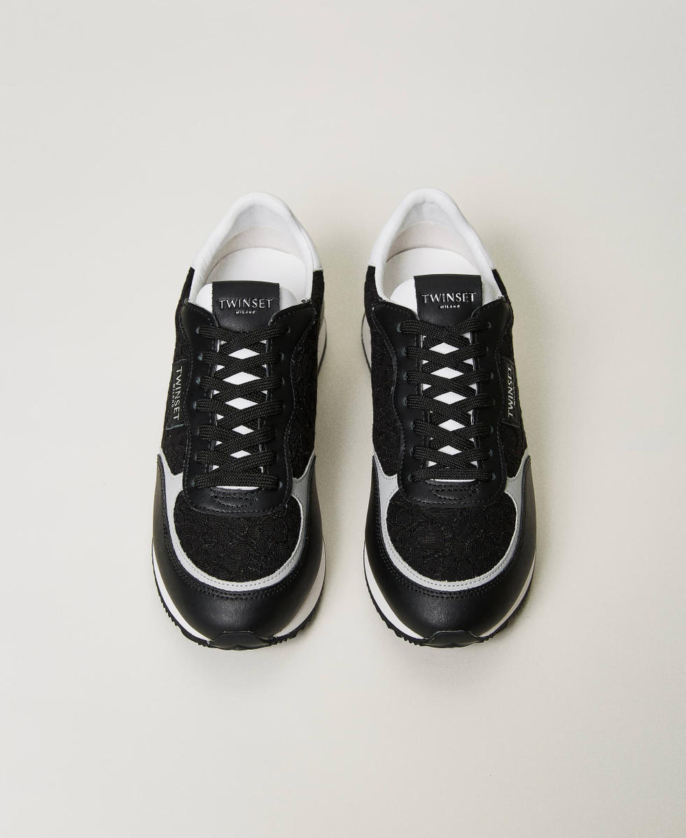 Baskets avec insertions en dentelle Noir Femme 231TCP040_00006_04