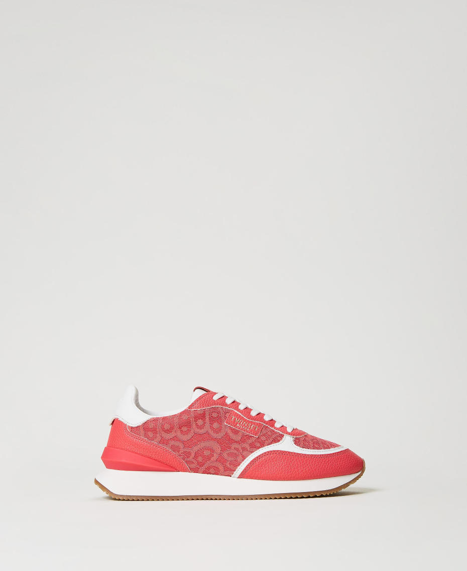 Trainers with lace inserts
