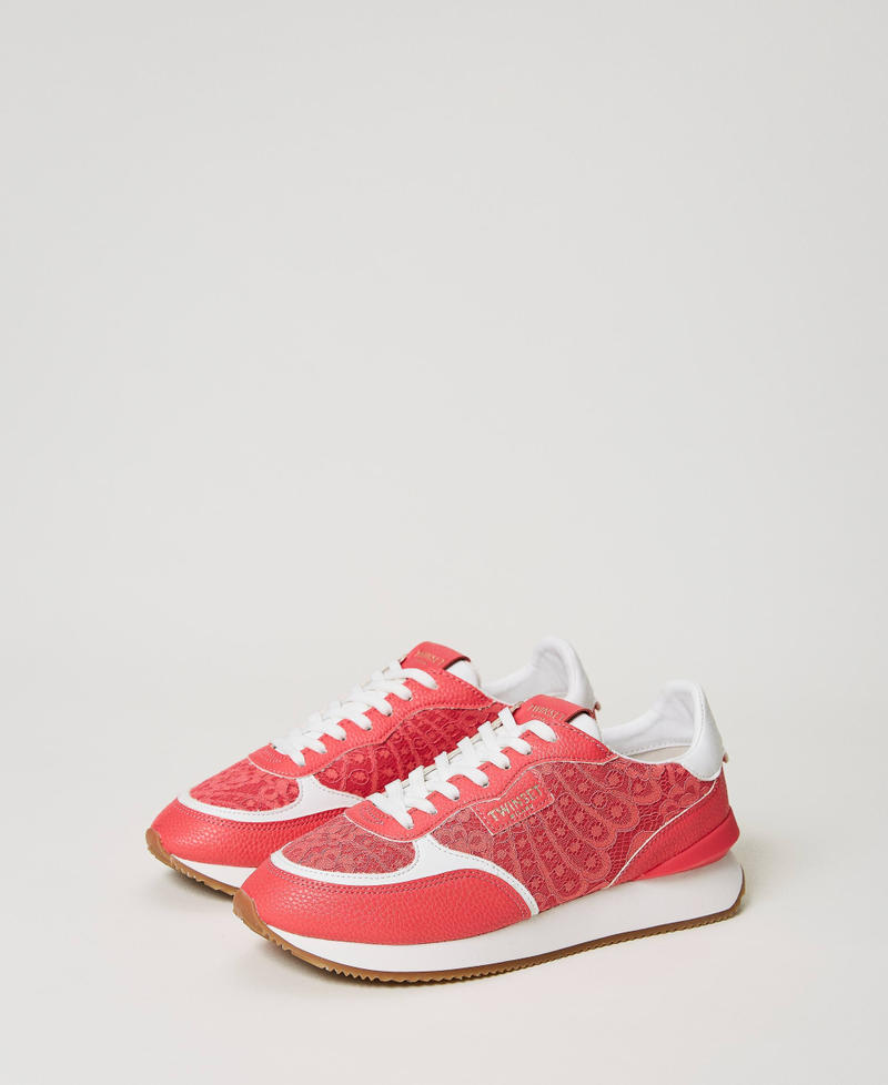 Trainers with lace inserts