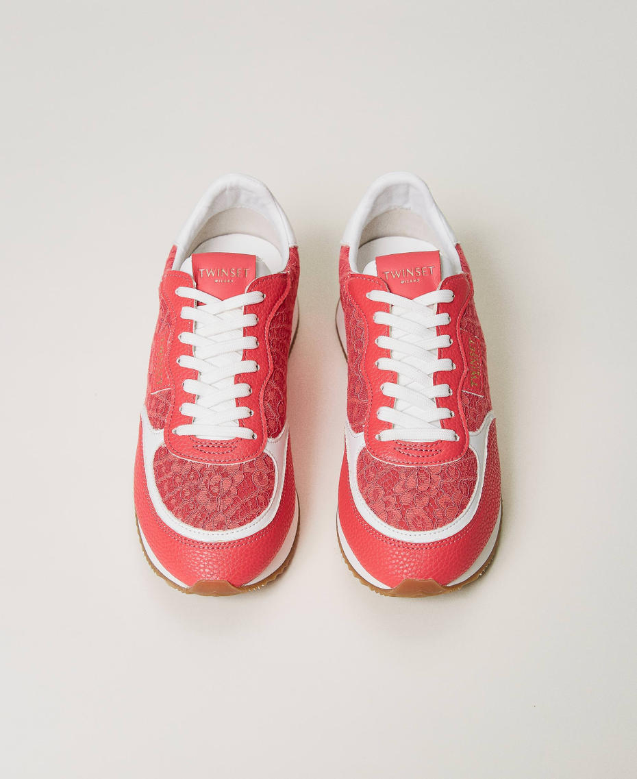 Trainers with lace inserts