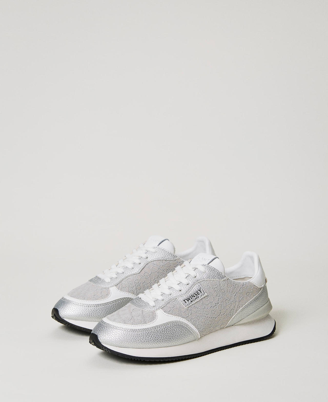 Trainers with lace inserts Woman, Grey | TWINSET Milano