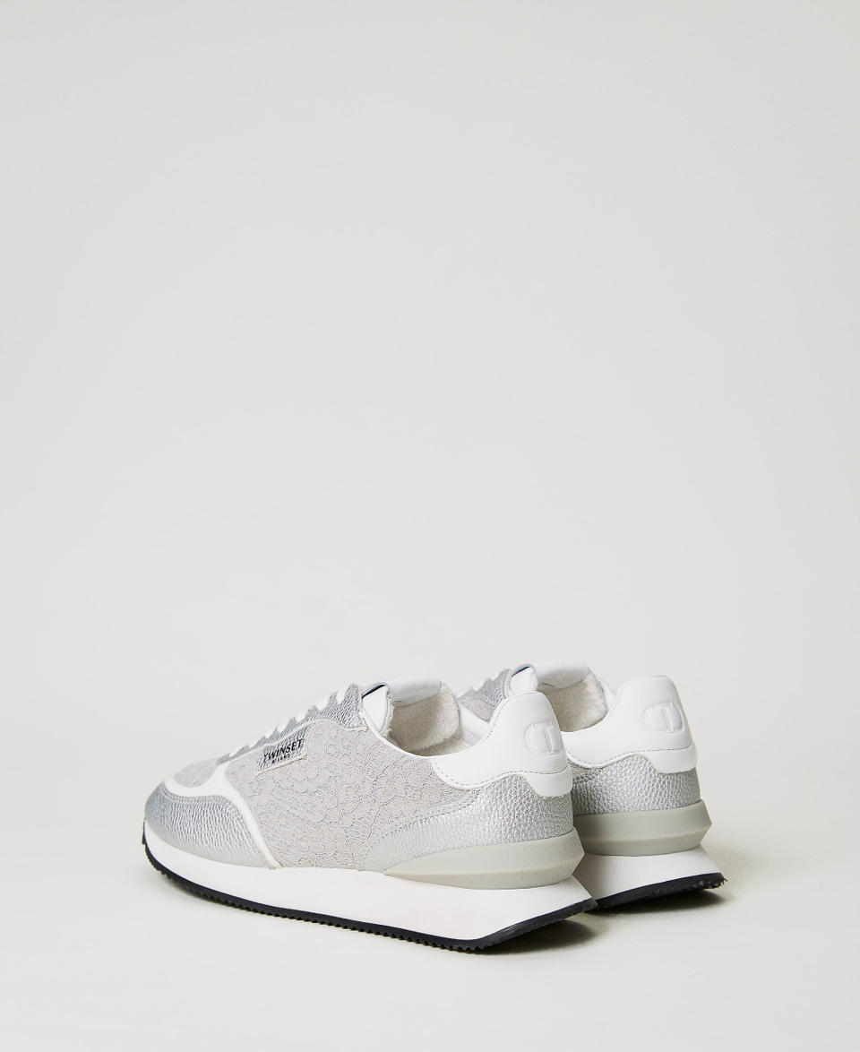 Trainers with lace inserts Silver Woman 231TCP040_00995_03
