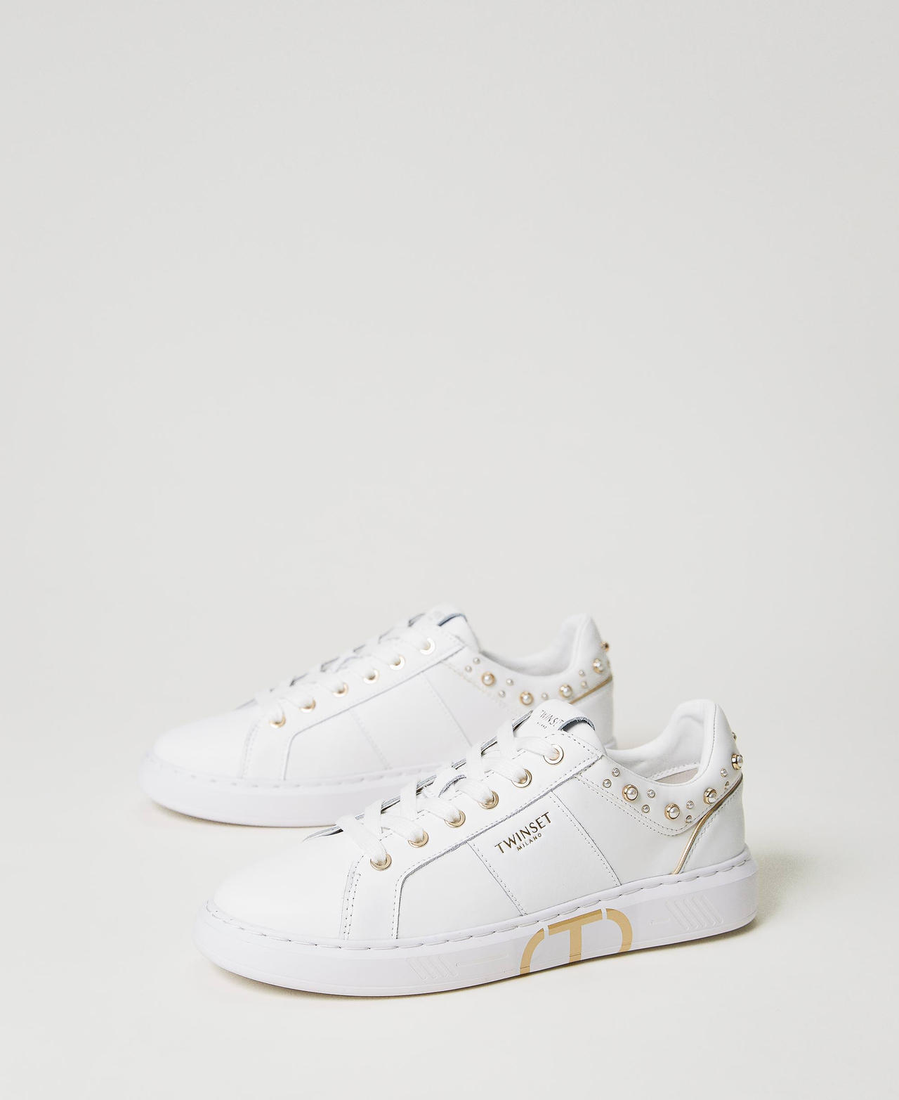 Sneakers con perle Bianco Donna 231TCP060-02