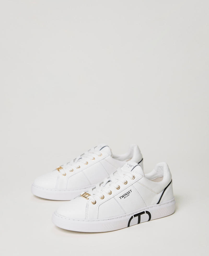 Trainers with Oval T logo Woman, White | TWINSET Milano