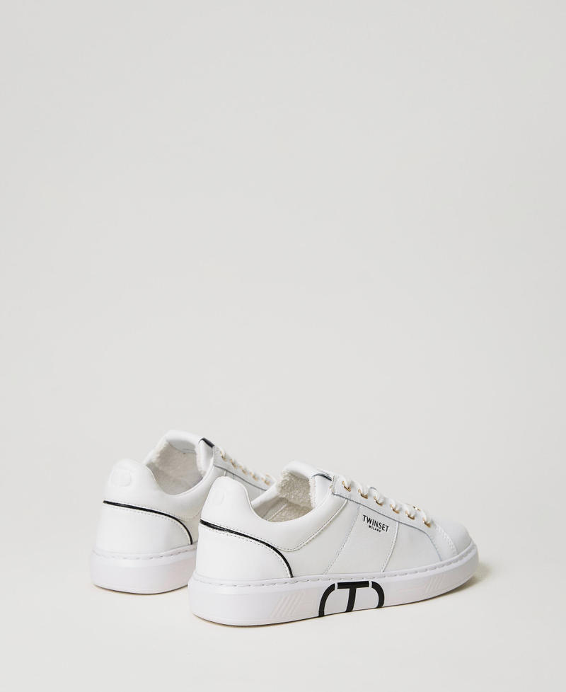 Trainers with Oval T logo Two-tone Optical White / Black Woman 231TCP070_01870_03