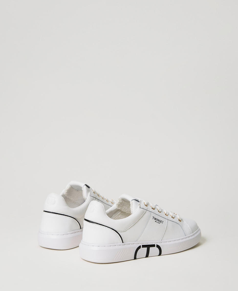 Trainers with Oval T logo Two-tone Optical White / Black Woman 231TCP070_01870_03