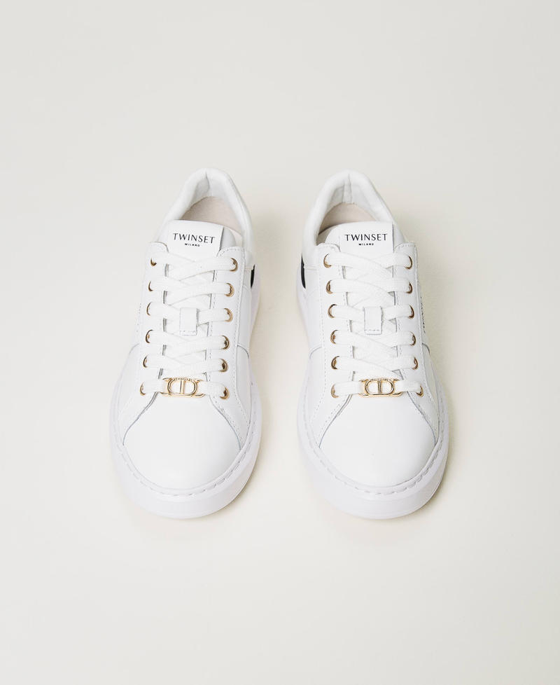 Trainers with Oval T logo Two-tone Optical White / Black Woman 231TCP070_01870_04
