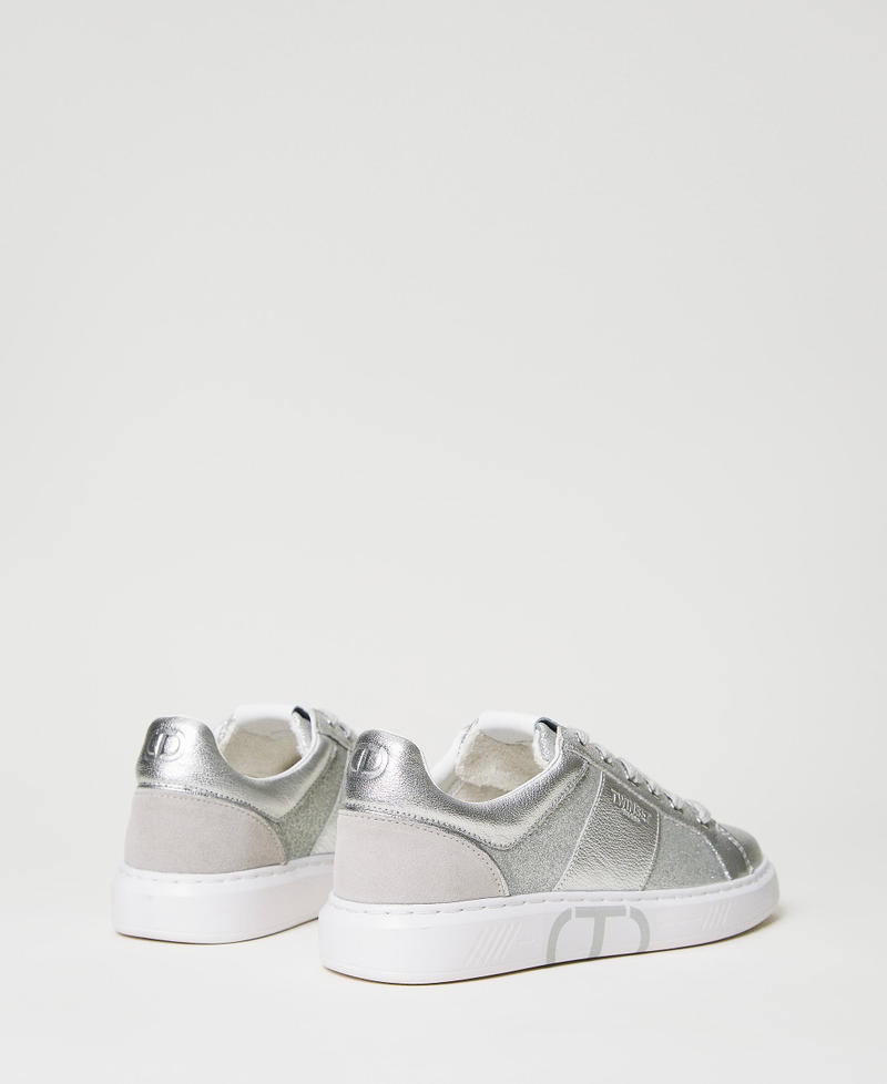 Laminated trainers with glitter inserts