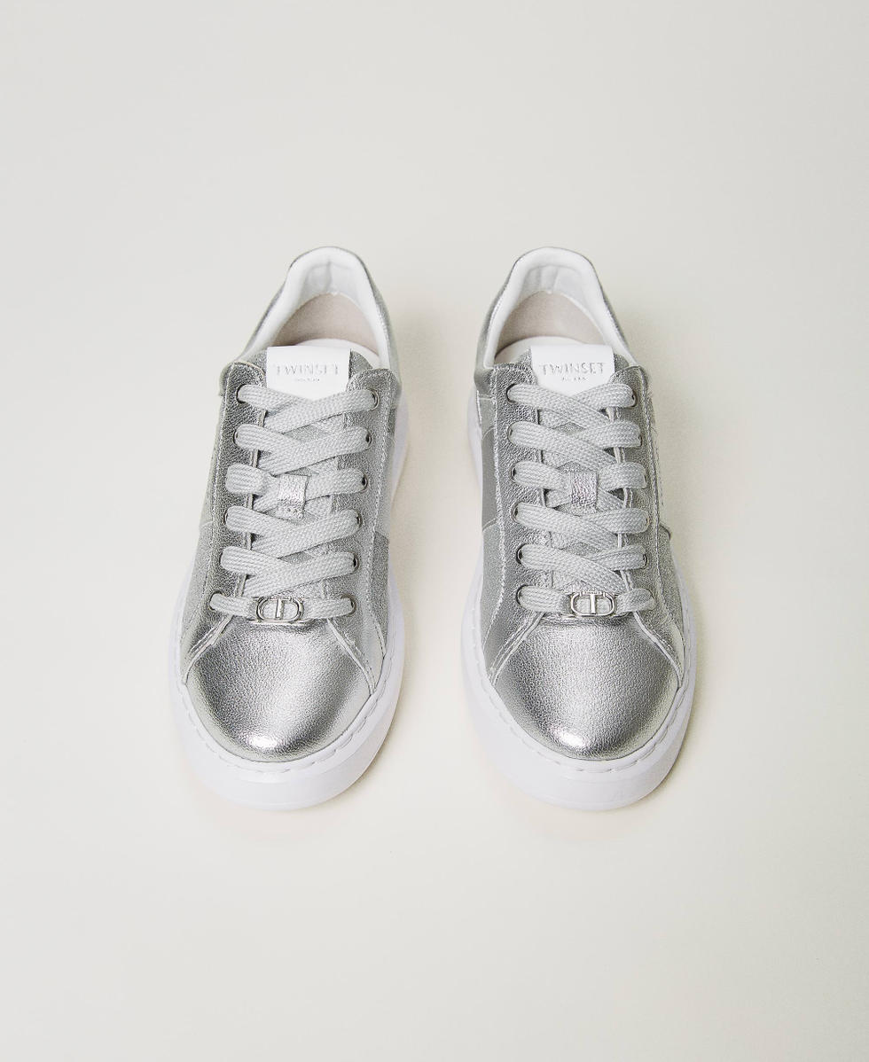 Scarpe Twinset Bambina, Sneakers in full glitter Bianco