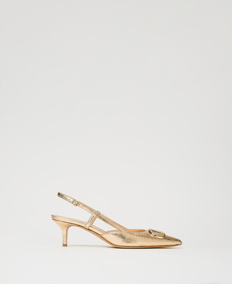 Laminated leather sling backs