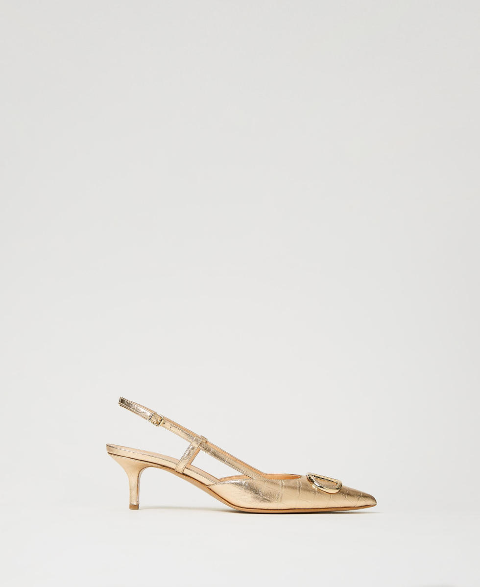 Decollete slingback in pelle laminata Donna Giallo TWINSET Milano