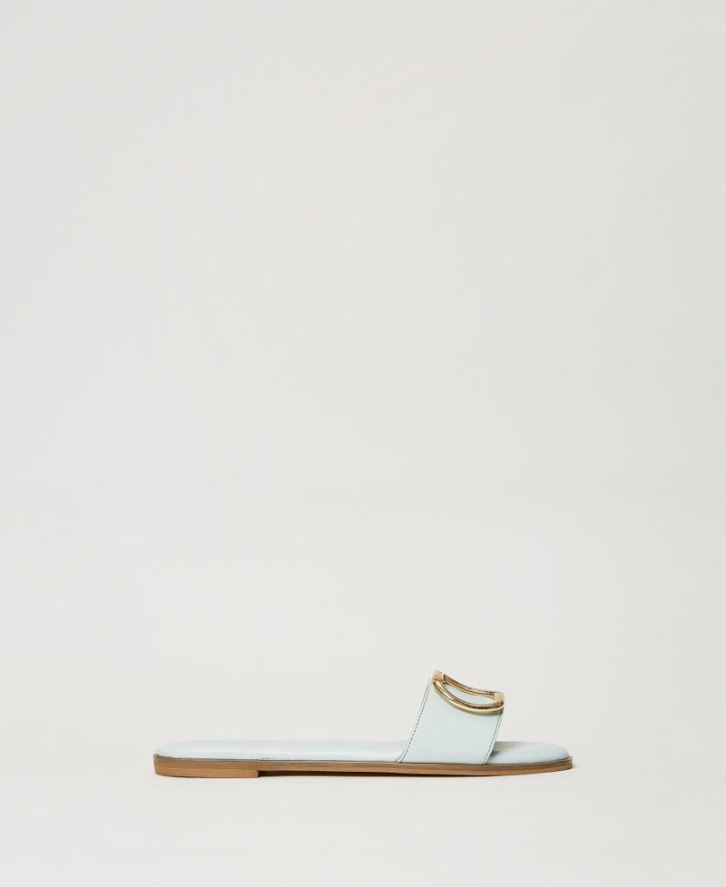 Sandales slides en cuir avec Oval T