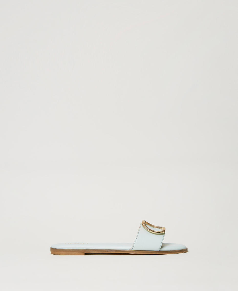 Sandales slides en cuir avec Oval T