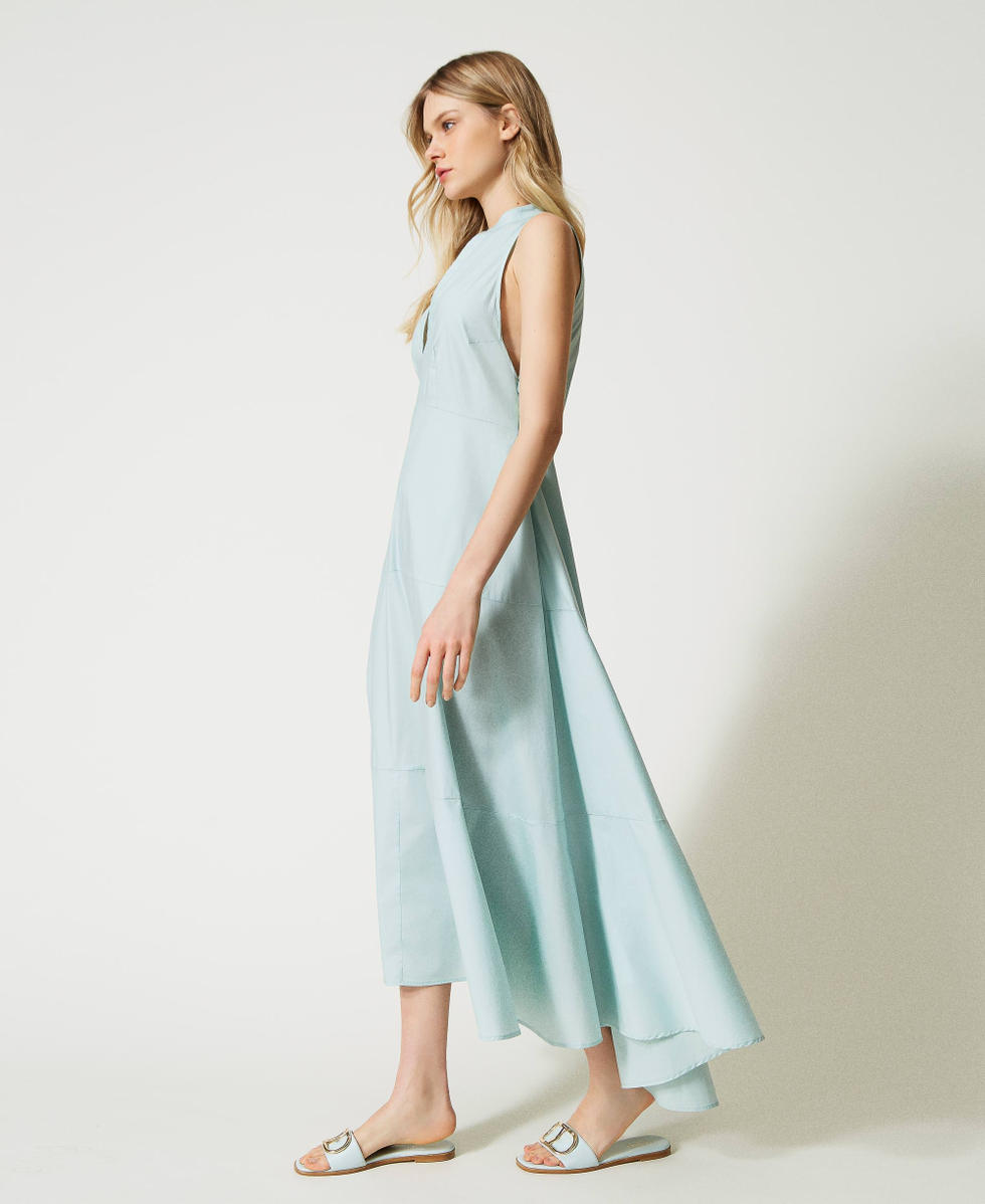 Slide-Sandale aus Leder mit Oval T-Logo