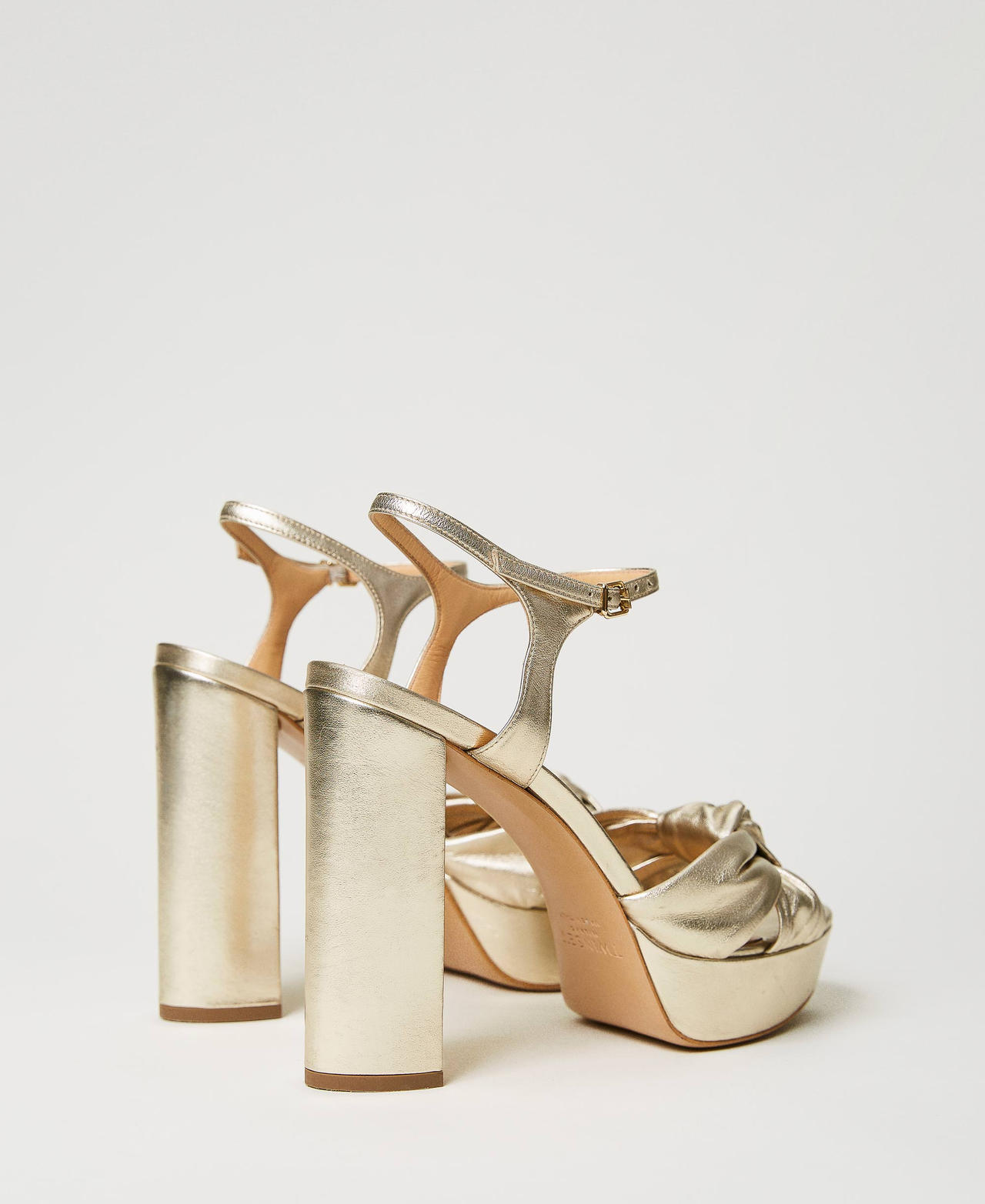 Laminated leather platform sandals