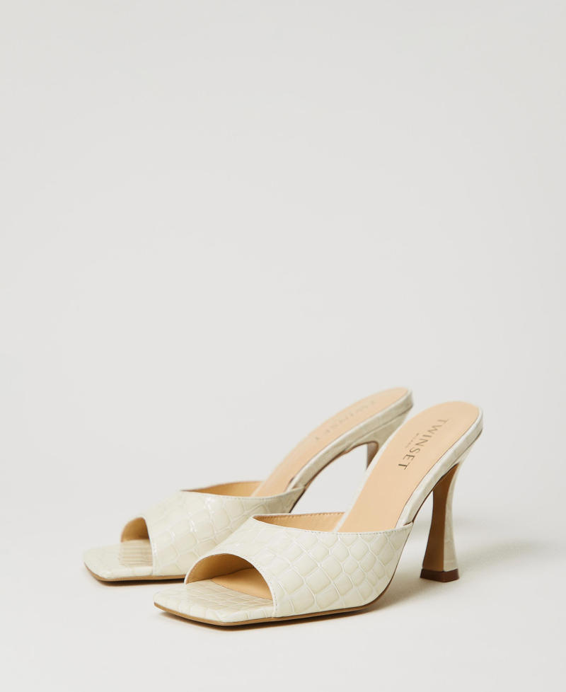 Croc leather mules